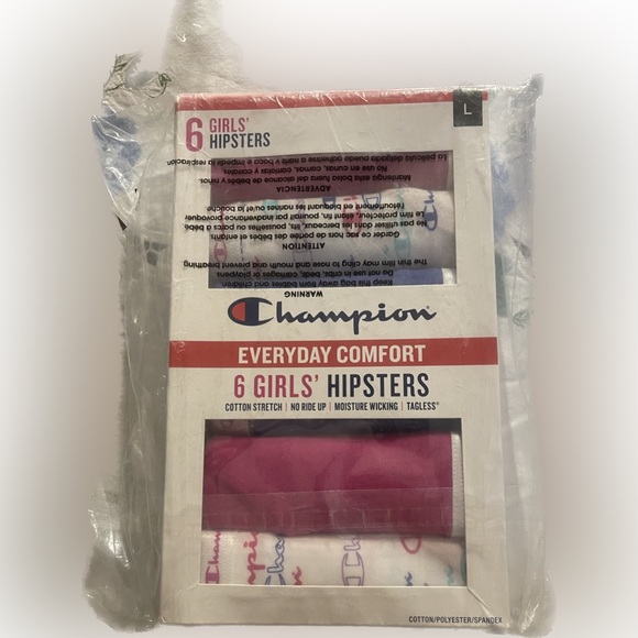 Champion Everyday Comfort 6 Girls Hipsters Cotton Stretch No Rode Up Girls LARGE - Picture 1 of 5